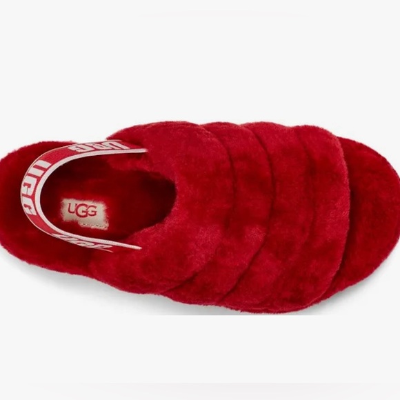UGG Fluff Yeah Women's Slingback Slide Slippers in Samba Red - Picture 2 of 9